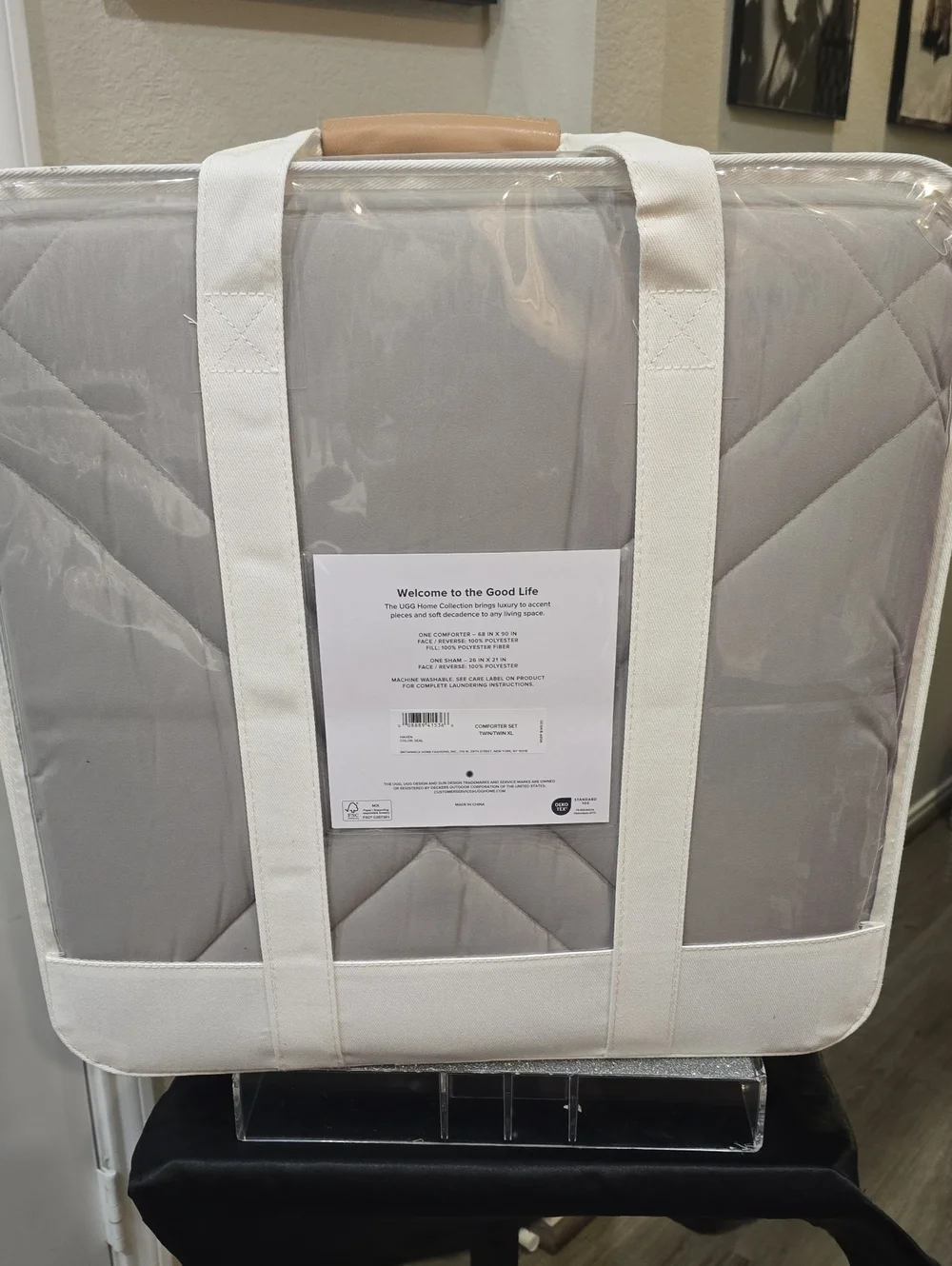 UGG Australia Haven Quilted Diamond Twin/Twin XL Comforter Set- Seal